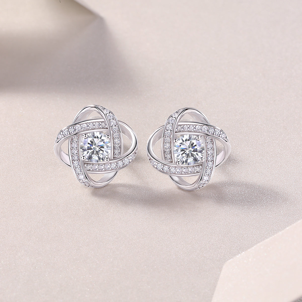 Hope Beam - Diamond Jewelry Piece Set With Half-Carat/Sterling Silver And Platinum-plated Stud Earrings