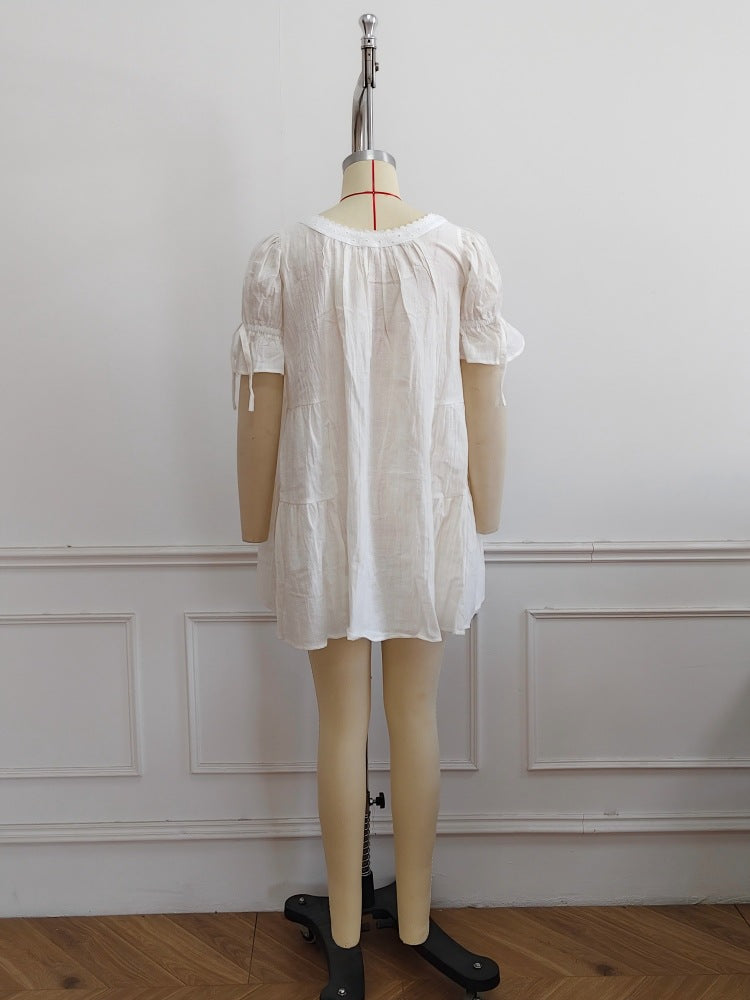 Women's White Lace A-line Skirt
