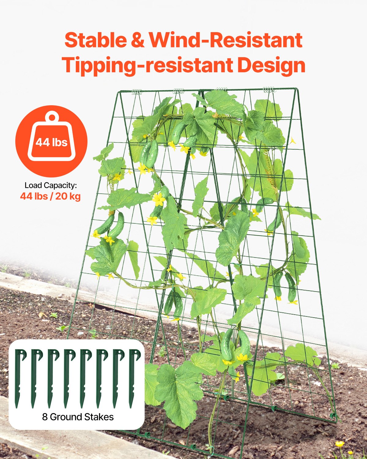 A-Frame Cucumber Trellis 46' X 32' Foldable Metal Garden Trellis