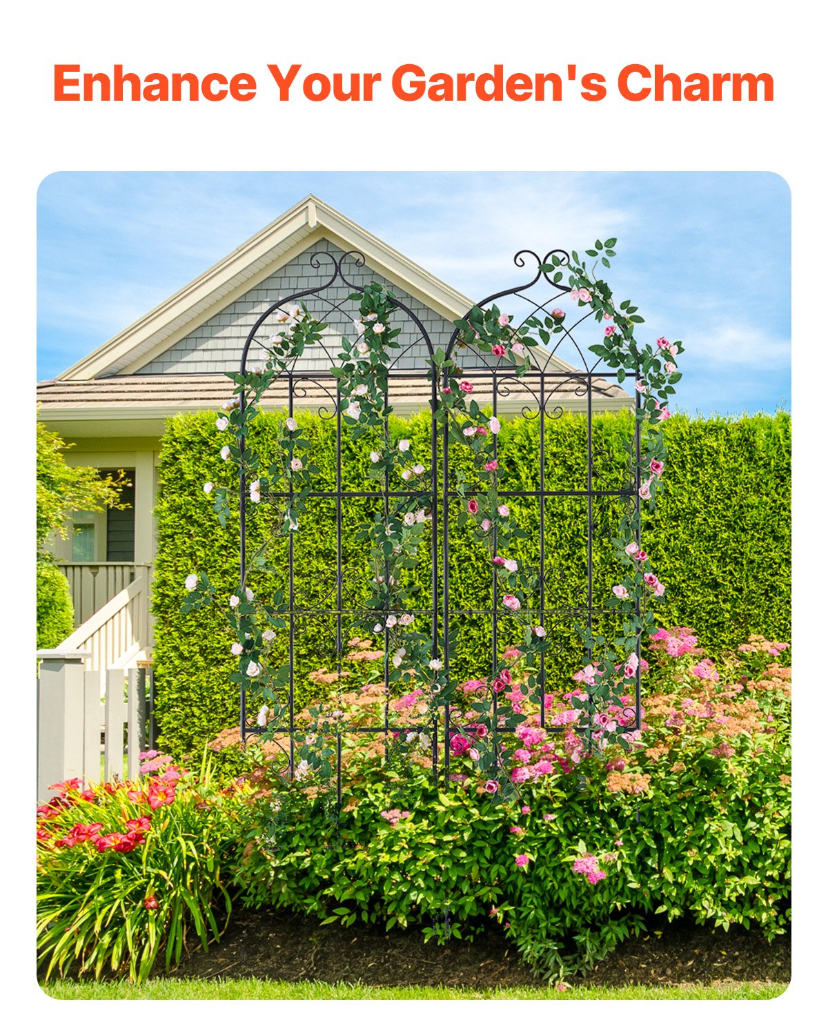 2 Packs Metal Garden Trellis For Climbing Plant Support 71x20 In Rustproof