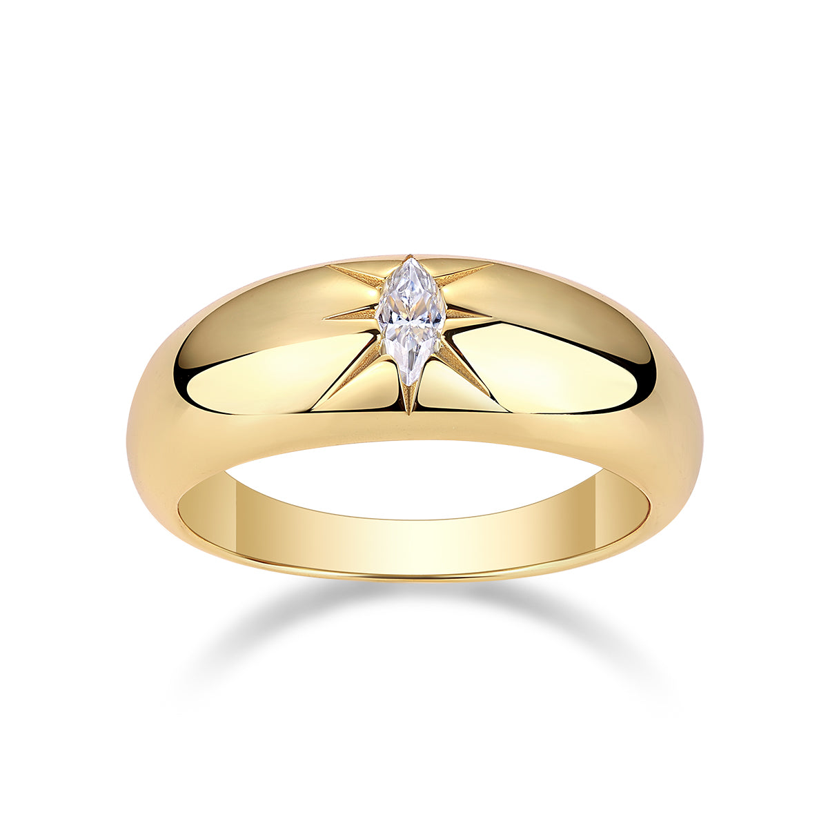 Eight-prong Radiance - Luxurious Jewelry Piece Set/Sterling Silver & Gold-plated Diamond