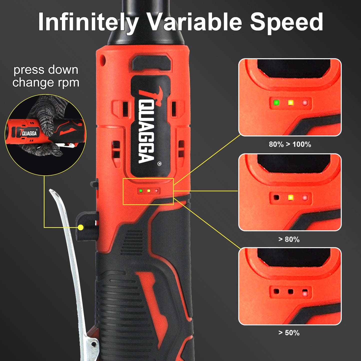 TQUAGGA 18V Cordless Electric Ratchet Wrench Set