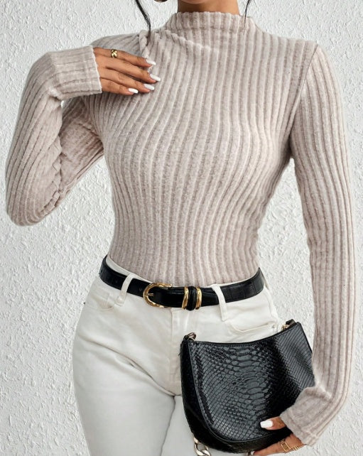 Women's Ribbed Mock Neck Knit Jumpsuit