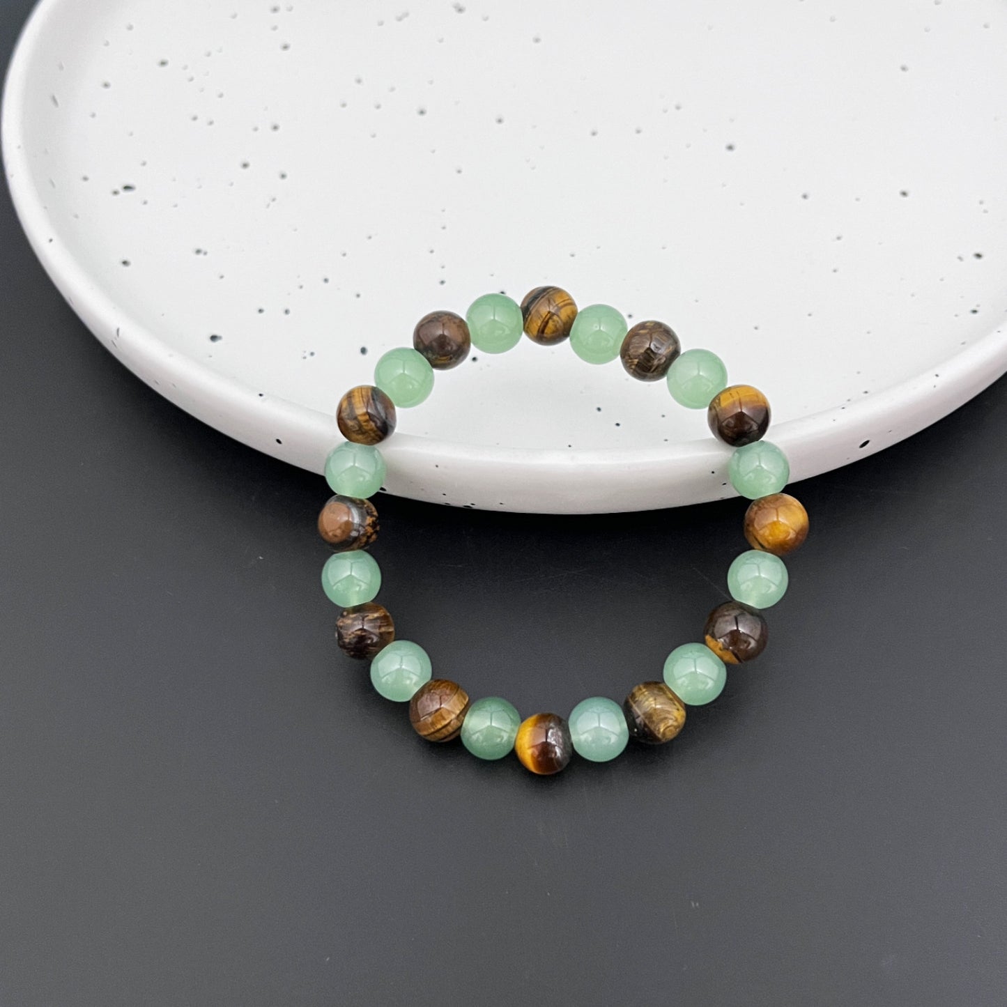 Natural Tiger Eye & Green Jade Bracelet