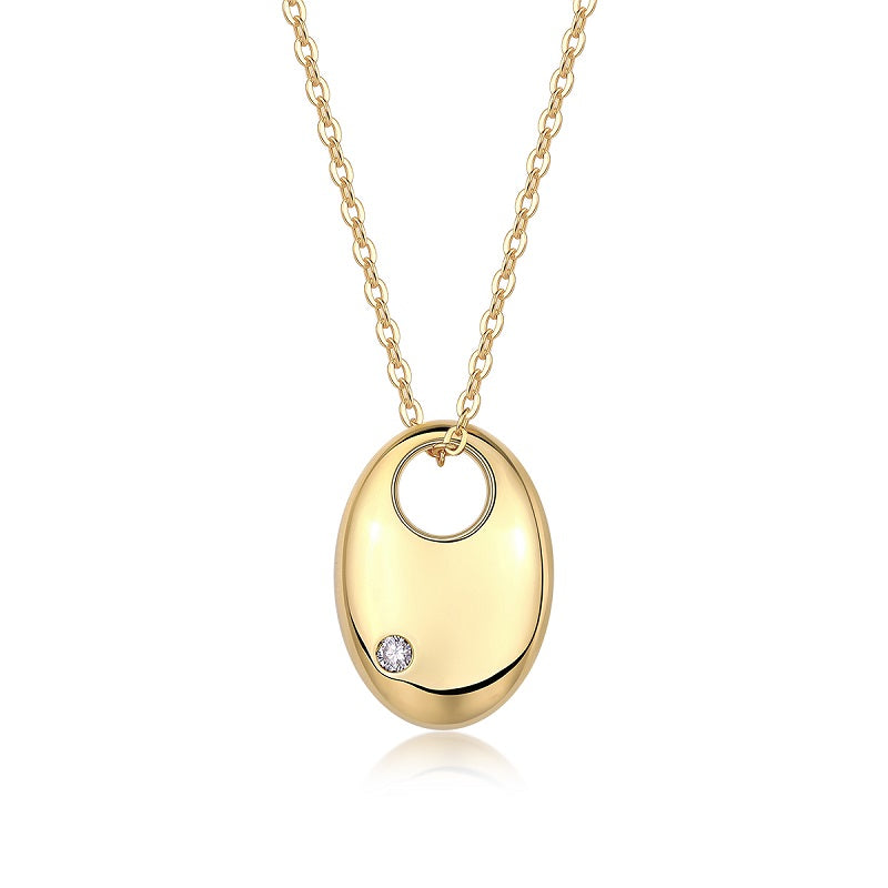 First Encounter - A Fashionable & Trendy Diamond Pendant Necklace/Sterling Silver & Gold Plating