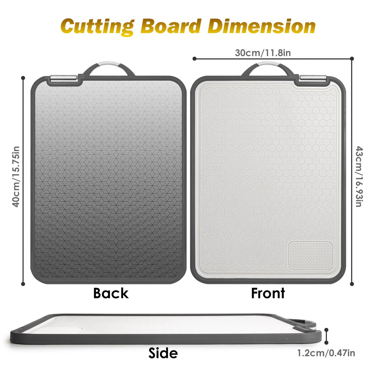 2Pcs Double Sided Cutting Board Stainless