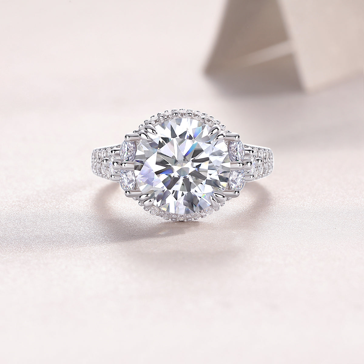 5-carat Moissan Diamond S925 Sterling Silver & Platinum-Plated Diamond Ring