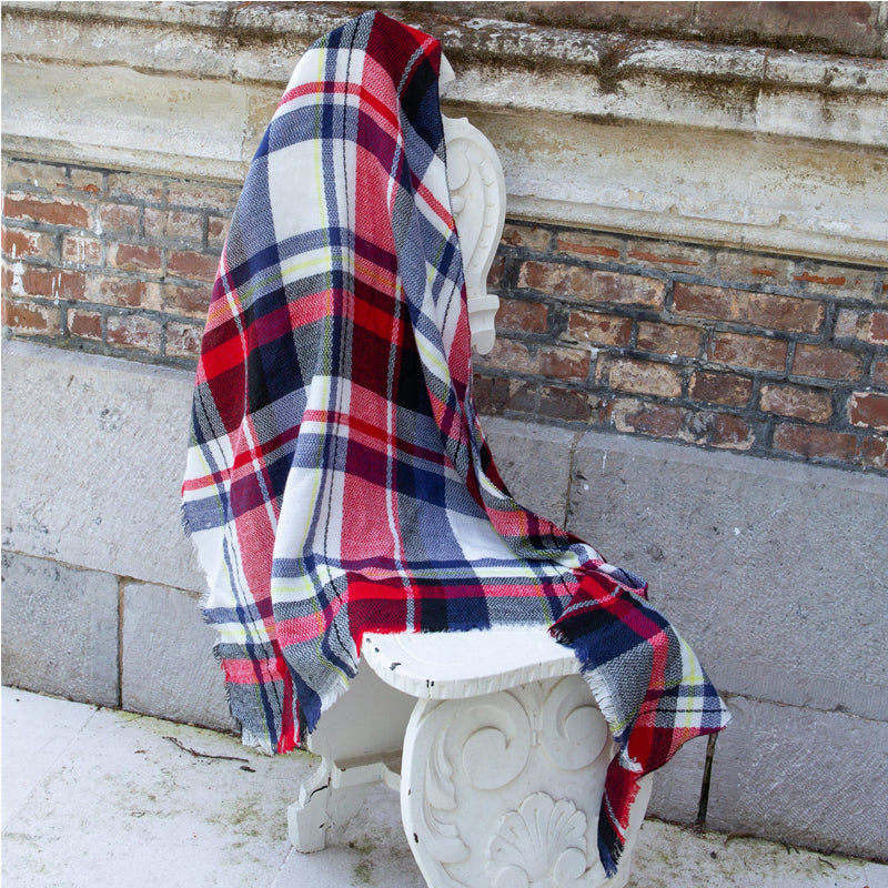 Red & Black & White Plaid Scarf