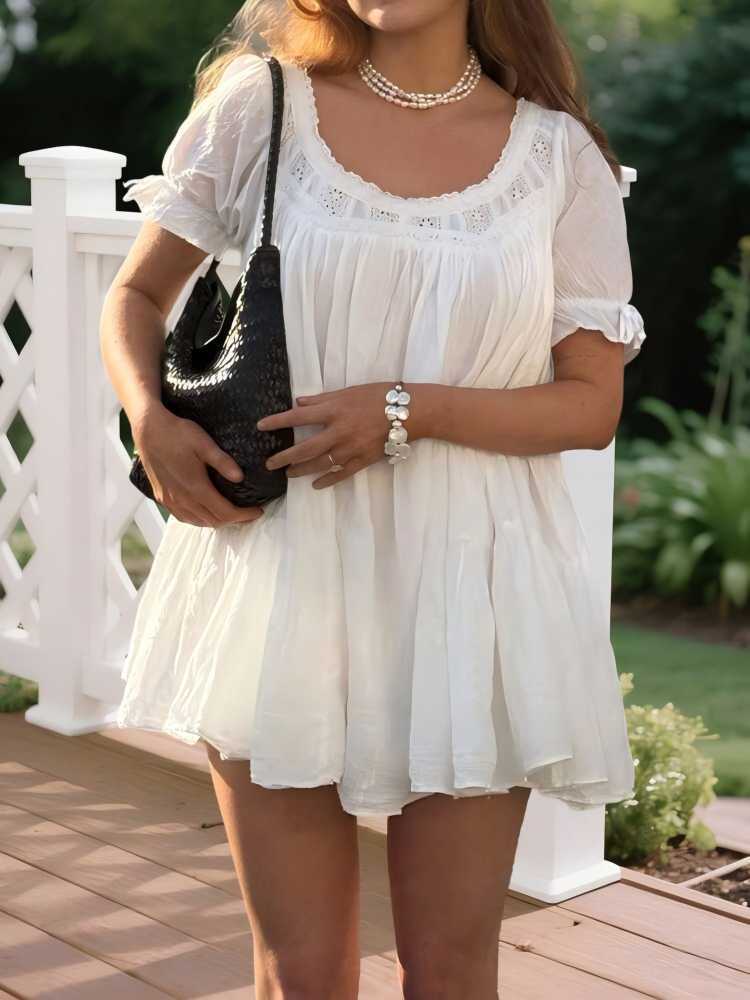 Women's White Lace A-line Skirt