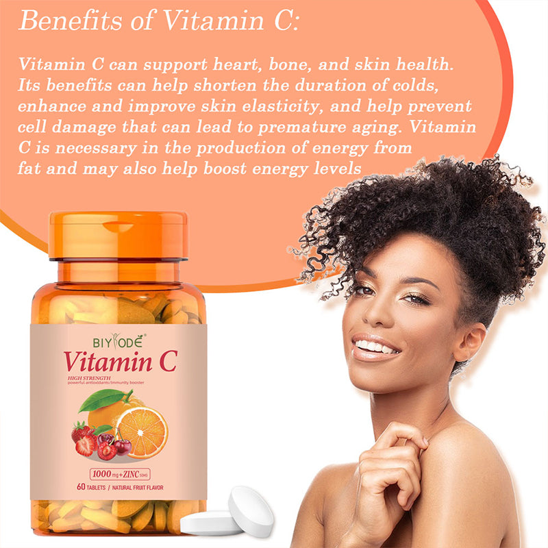 Wholesale Supplement Biyode Vitamin C Tablets Natural Fruit Flavor Vegan Private Label