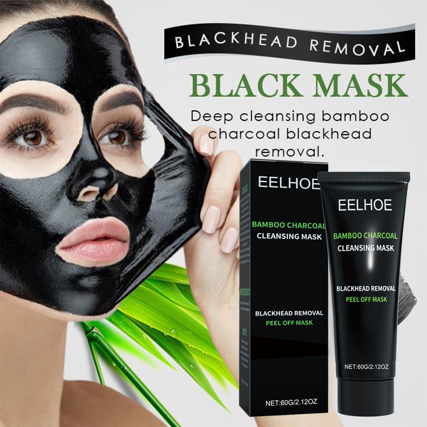 Bamboo Charcoal Blackhead Removal Peel-Off Mask For Deep Pore Cleansing