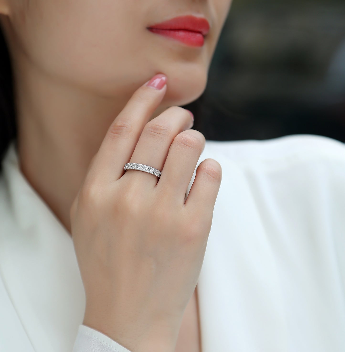 Moissanite S925 Sterling Silver & Platinum-Plated Diamond Ring