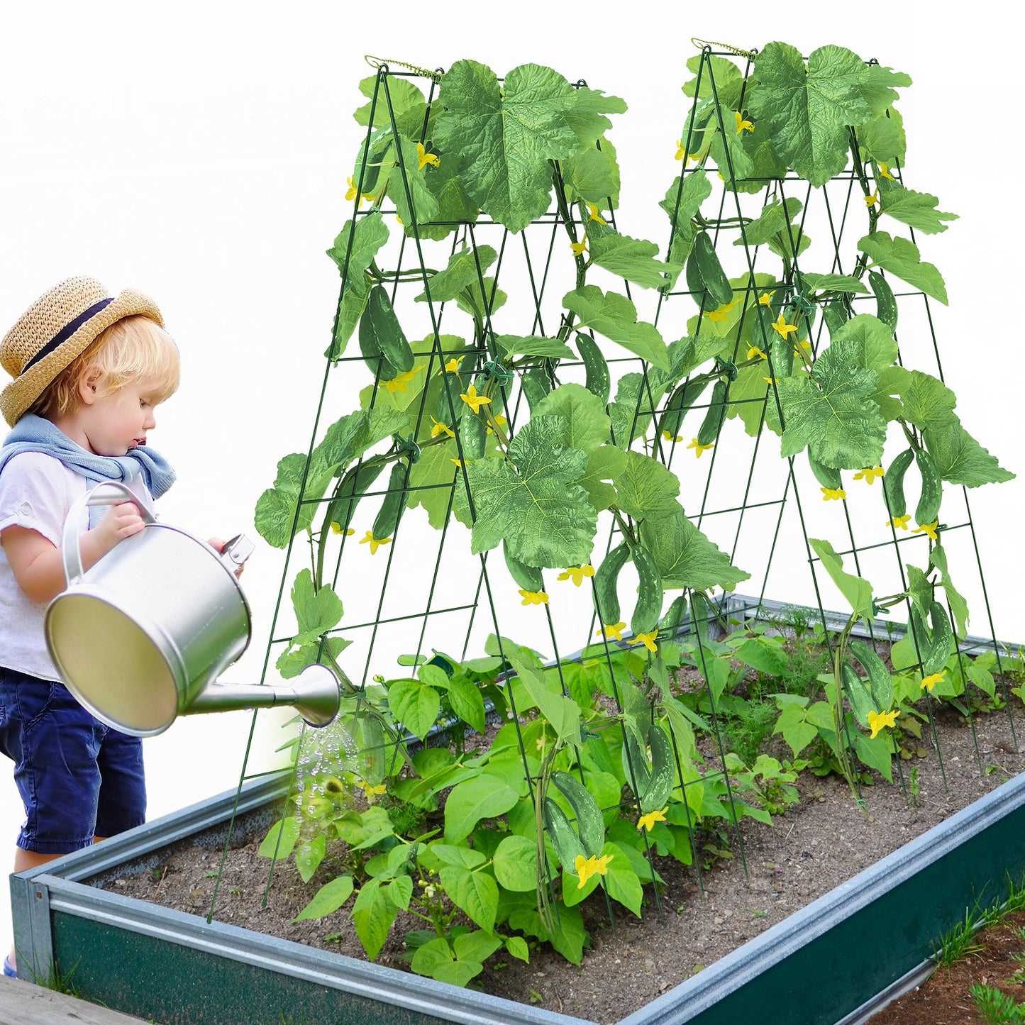 A-Frame Cucumber Trellis 39'  X 32' Foldable Metal Garden Trellis