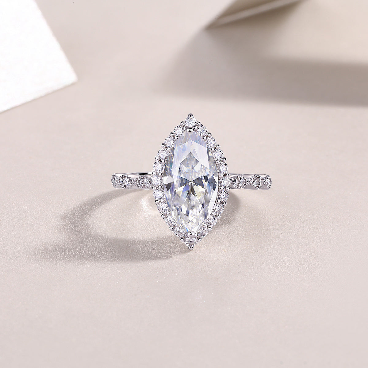 The Realm Of Delight - Moissanite S925 Sterling Silver & Platinum-Plated Diamond Ring