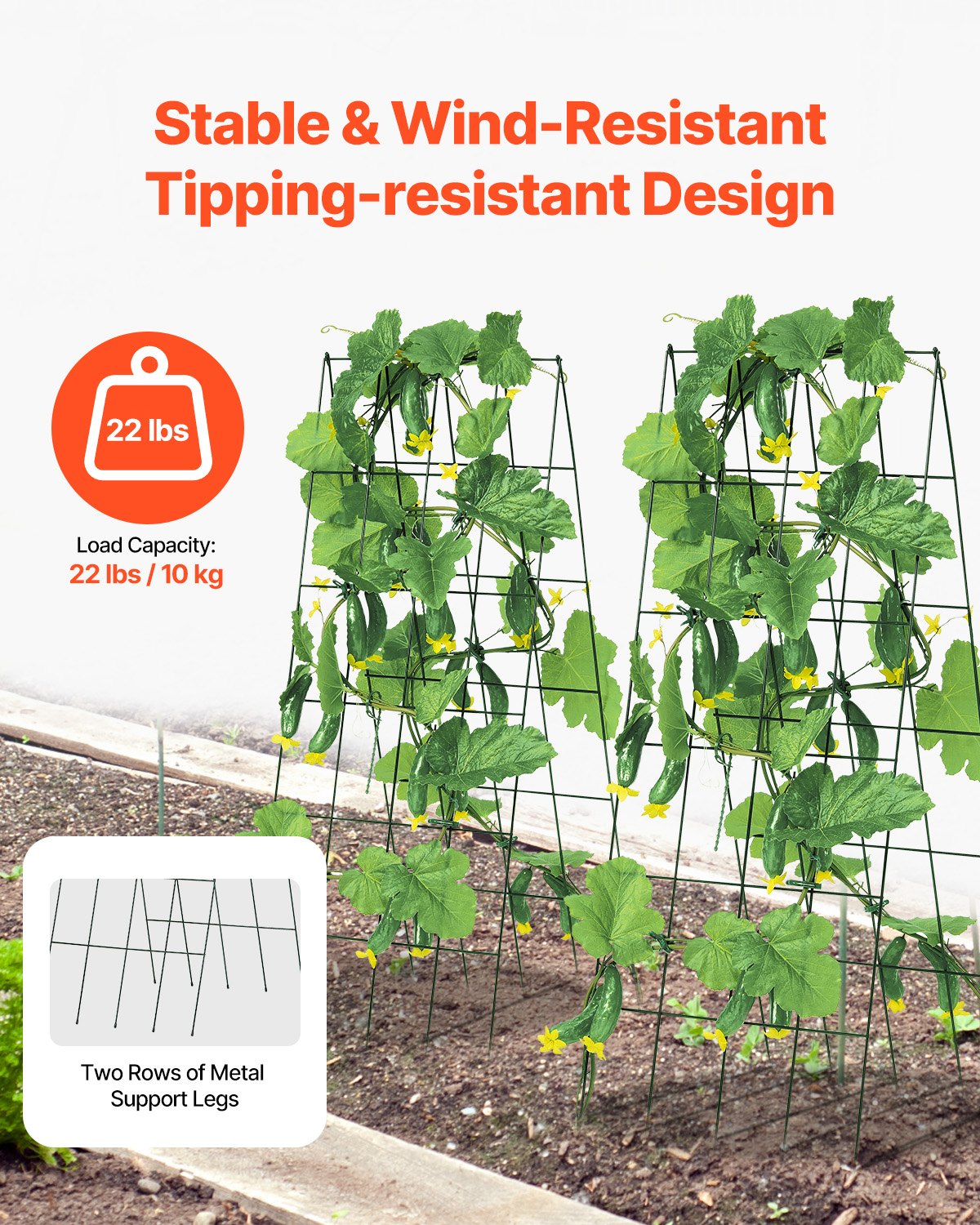 A-Frame Cucumber Trellis 39'  X 32' Foldable Metal Garden Trellis
