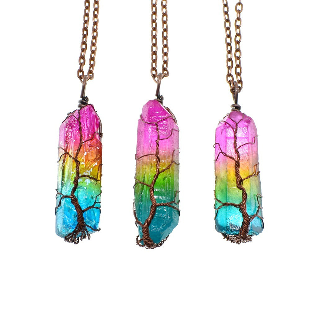 Crystal Pillar Tree Of Life Pendant/Necklace