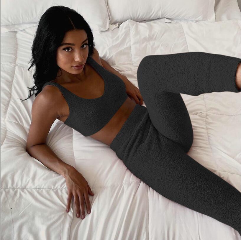 3pcs Womens Clothing Long Sleeve Crop Tank Top/Pajama Set