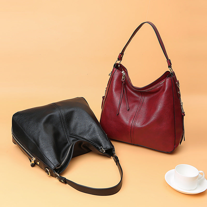 Women's Hobos Zipper Bucket Bags With Adjustable Shoulder-strap