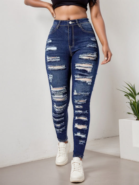 Women’s Ripped Tight Cropped Pants