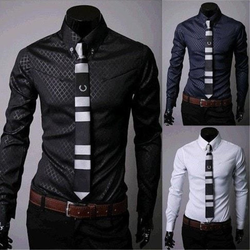 Men's Fitted Designer Stripes Pattern Shirt