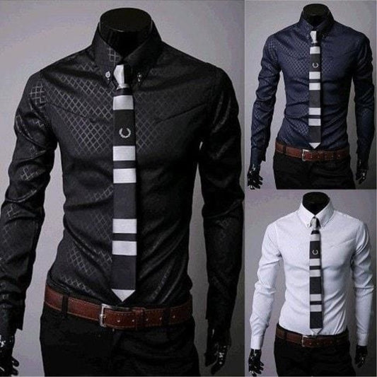 Men's Fitted Designer Stripes Pattern Shirt