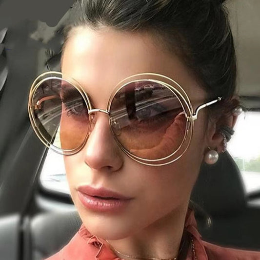 Women's Large Frame Round Sun Glasses