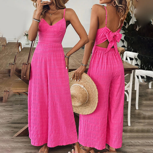 Women's Elegant Pink Sleeveless Jumpsuit
