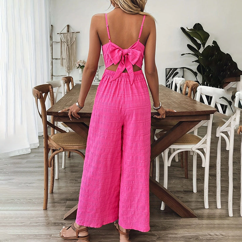 Women's Elegant Pink Sleeveless Jumpsuit