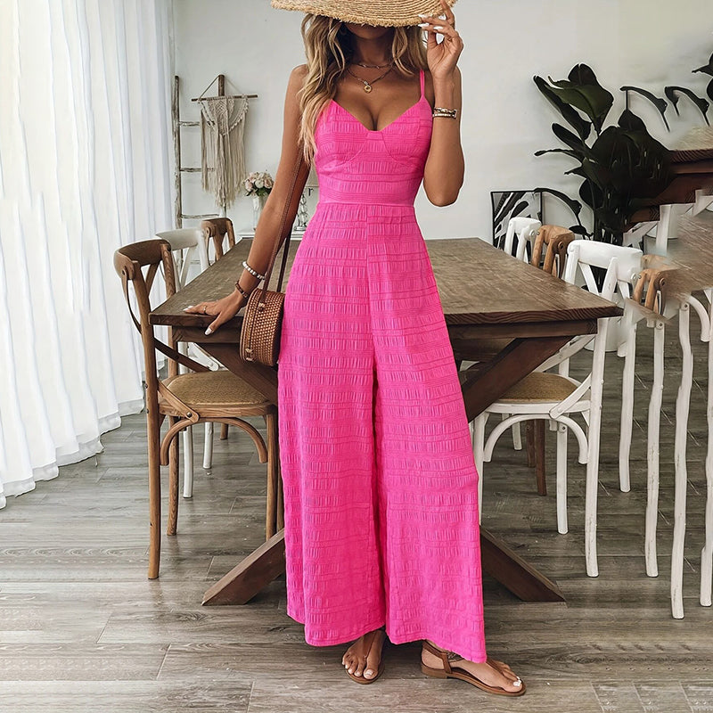 Women's Elegant Pink Sleeveless Jumpsuit