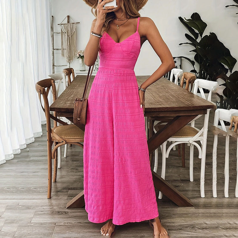 Women's Elegant Pink Sleeveless Jumpsuit