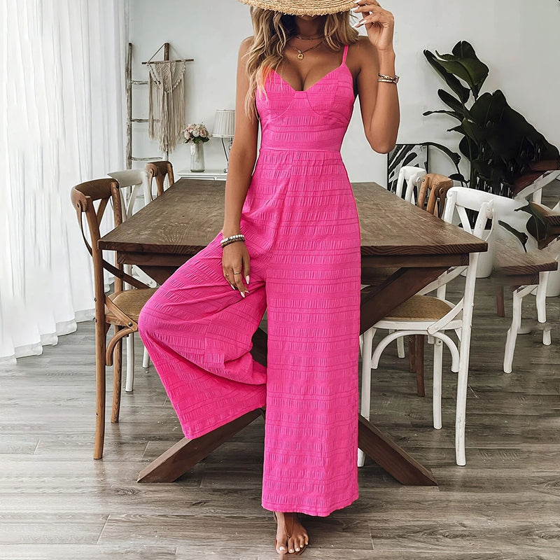 Women's Elegant Pink Sleeveless Jumpsuit