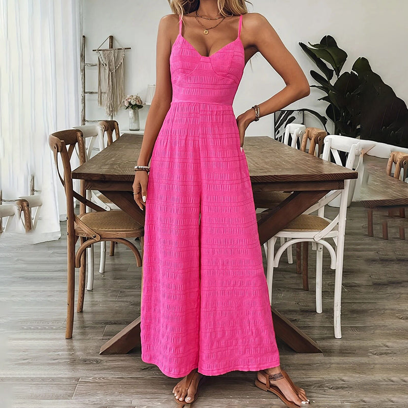 Women's Elegant Pink Sleeveless Jumpsuit