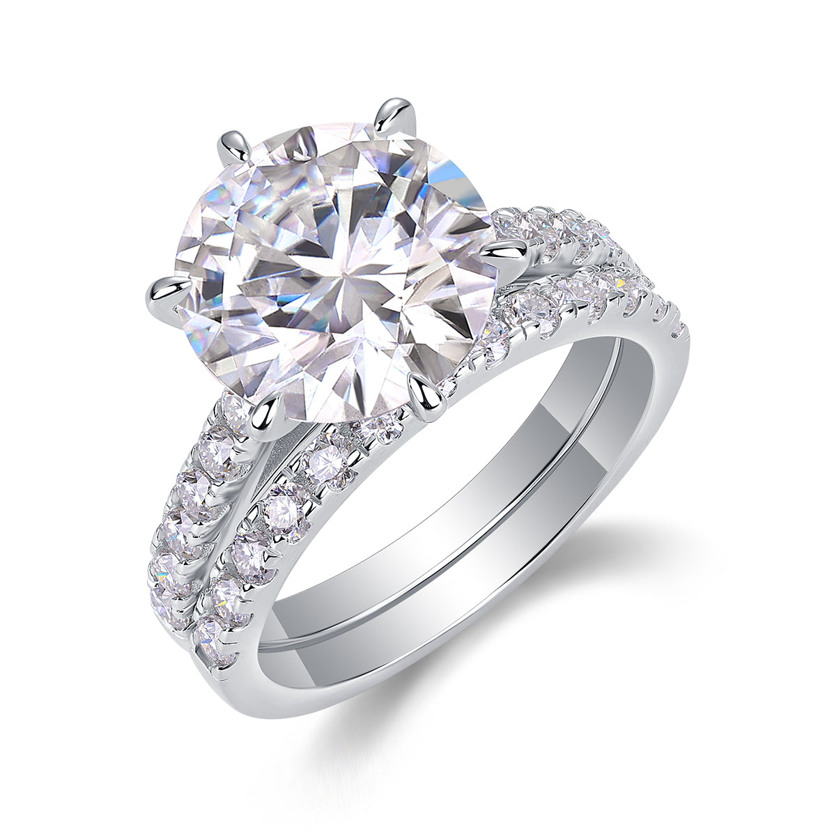 Large Diamond Rings - Set With Moissanite Silver Rings