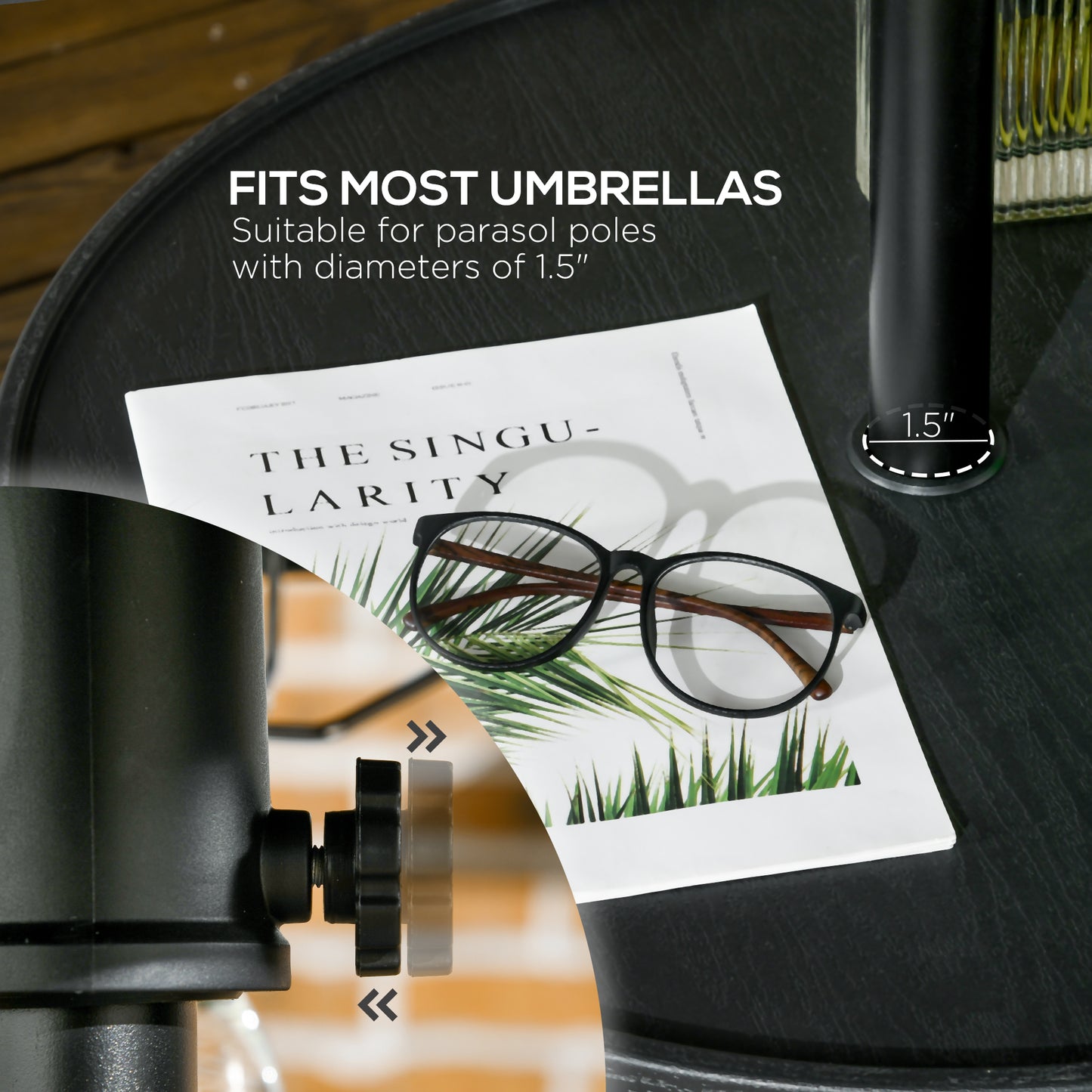 Umbrella Table Tray with Wine Glass Holder