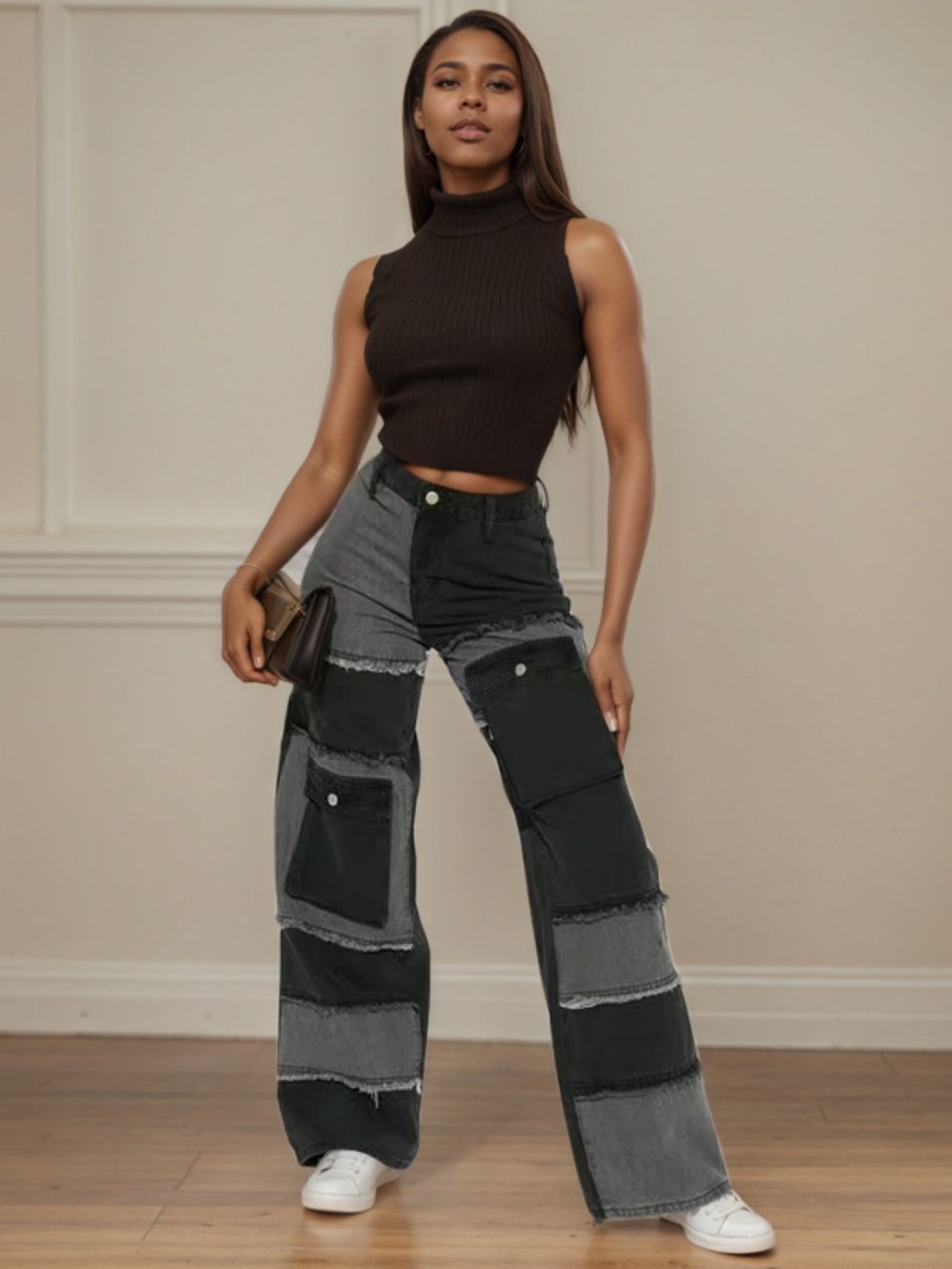 Large-size Women's High-quality Straight-cut High Jeans