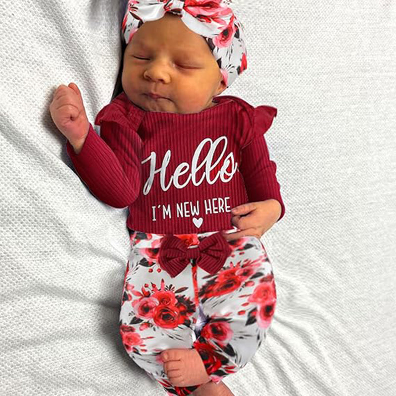 Baby Girl 'Hello I'm New Here' Romper Set
