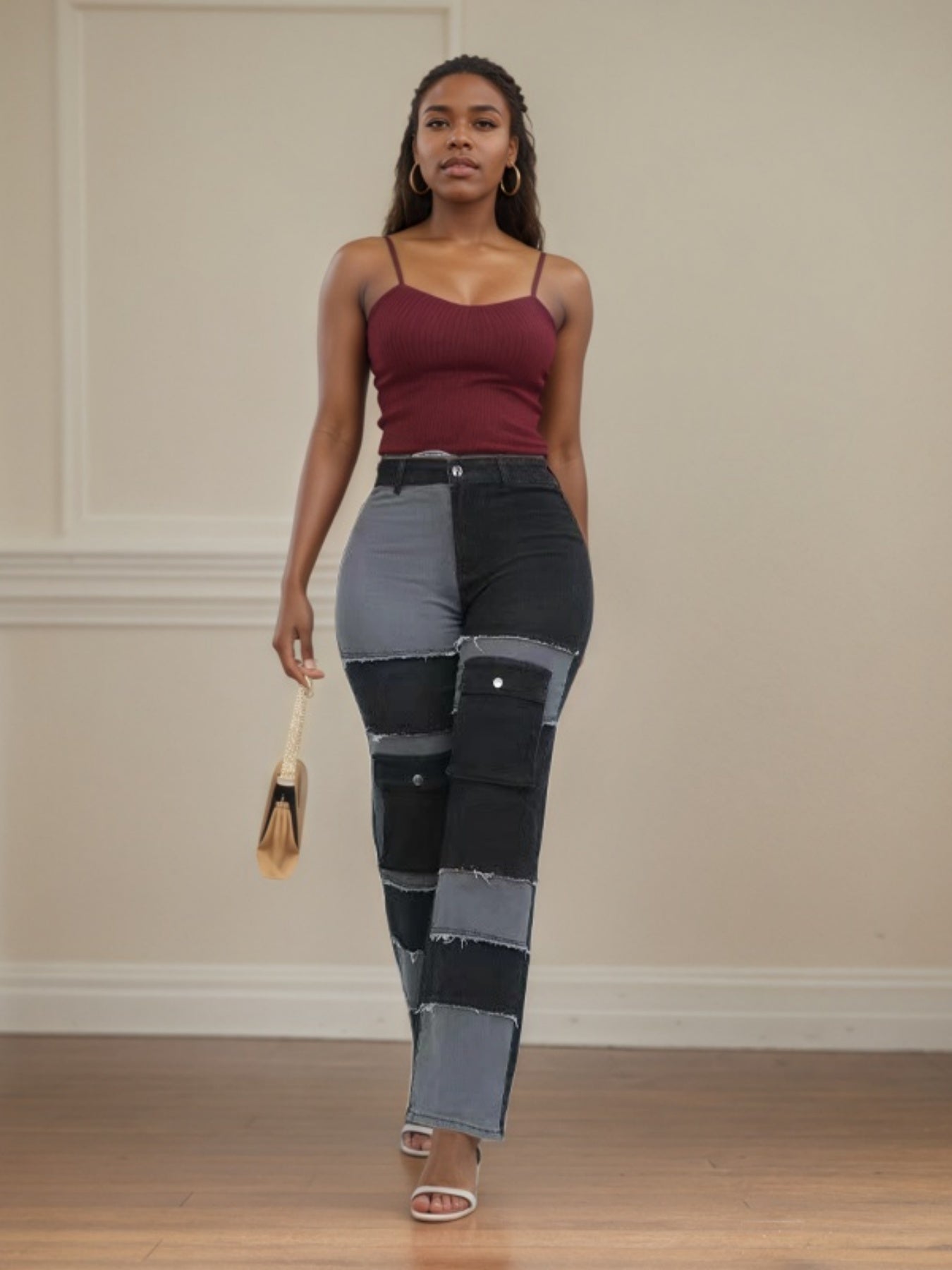 Large-size Women's High-quality Straight-cut High Jeans