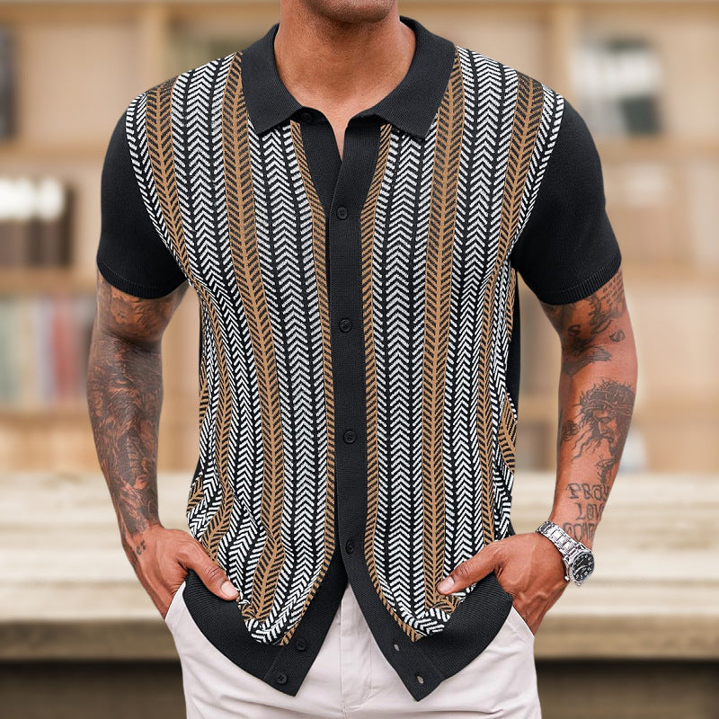 Men's Casual Striped Jacquard Shirt