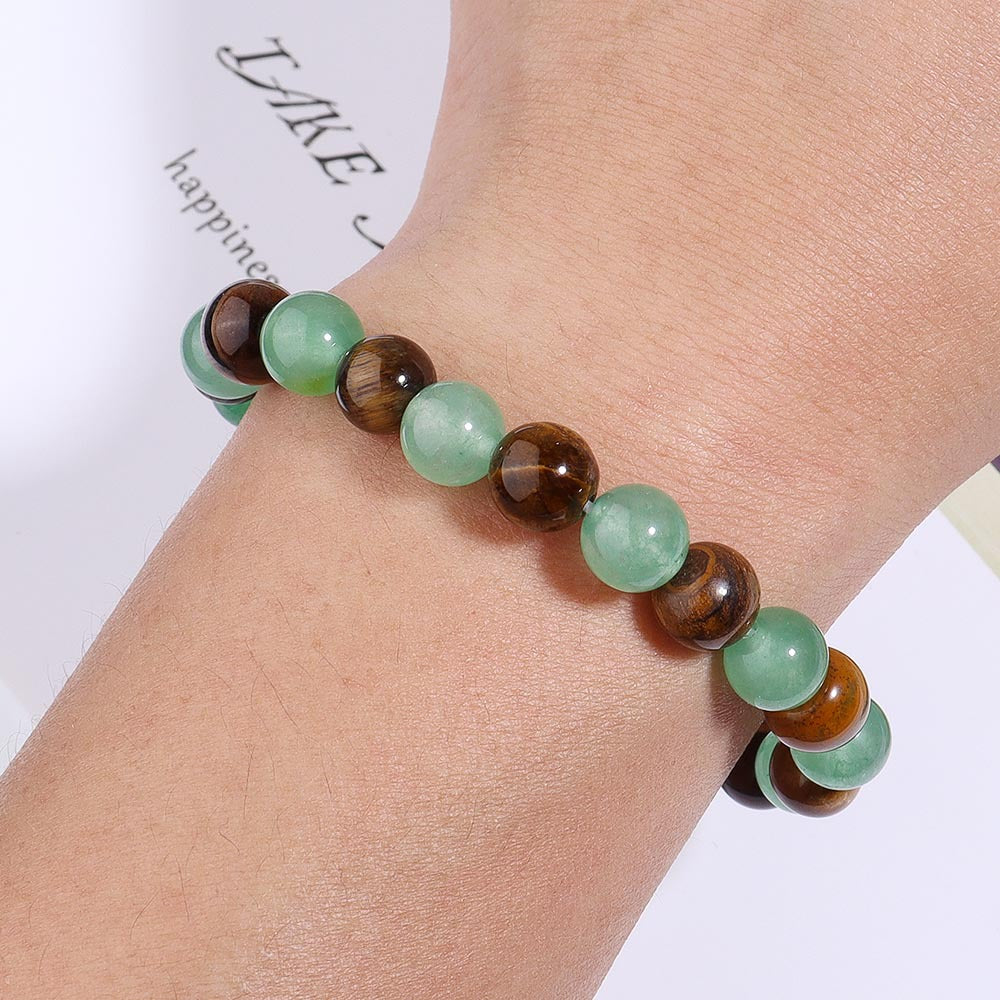 Natural Tiger Eye & Green Jade Bracelet