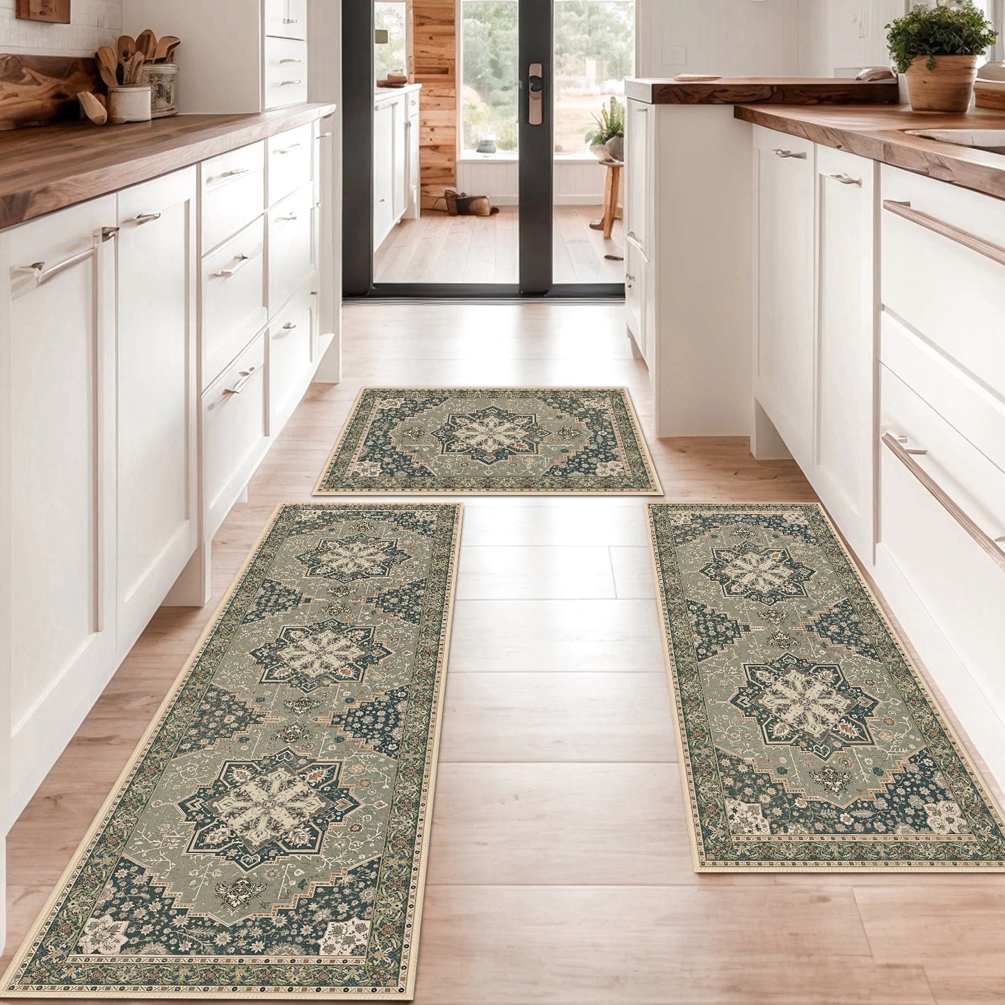 Boho Kitchen Rug Mat Sets - 3 Piece