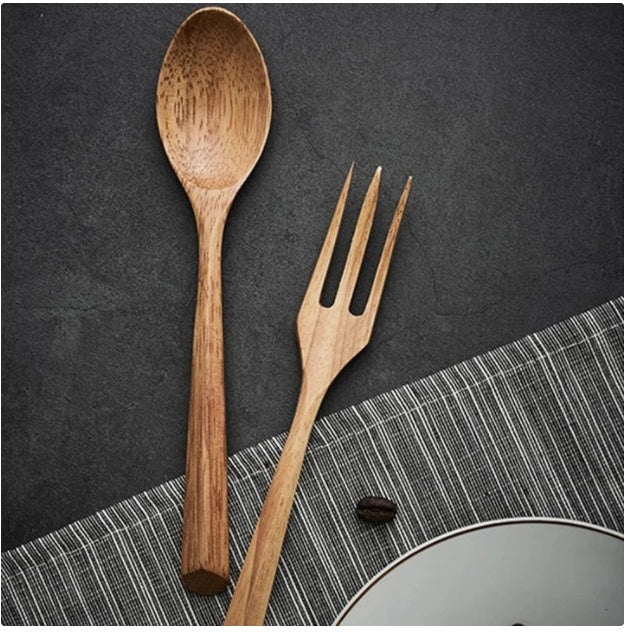 Japanese Style Wooden Spoon & Fork Set