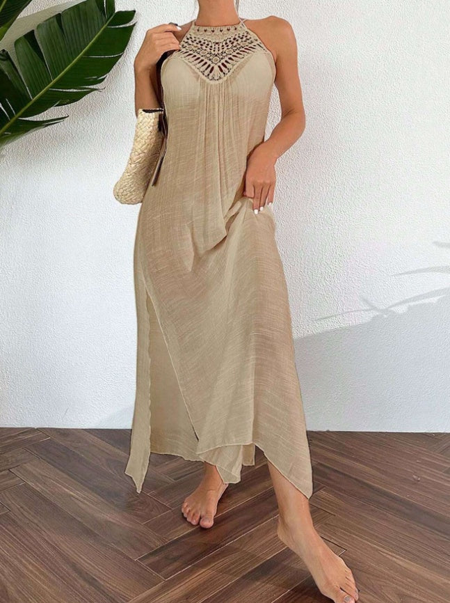 Women's Swim Hollow Out Dress With Halter Neck