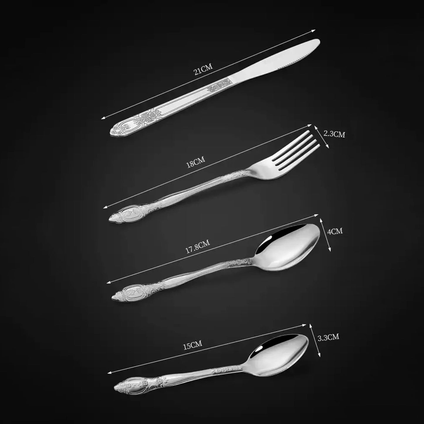 Deluxe Premium Cutlery Flatware Set/4 Piece Silverware