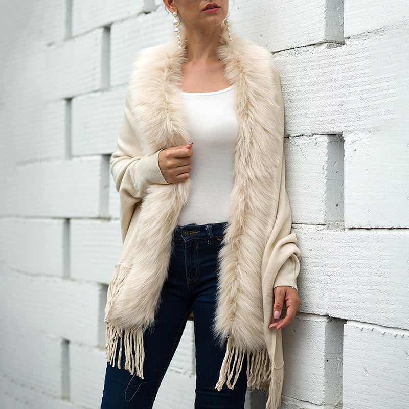 Women's Fall & Winter Faux Fur Trim Cardigan Coat