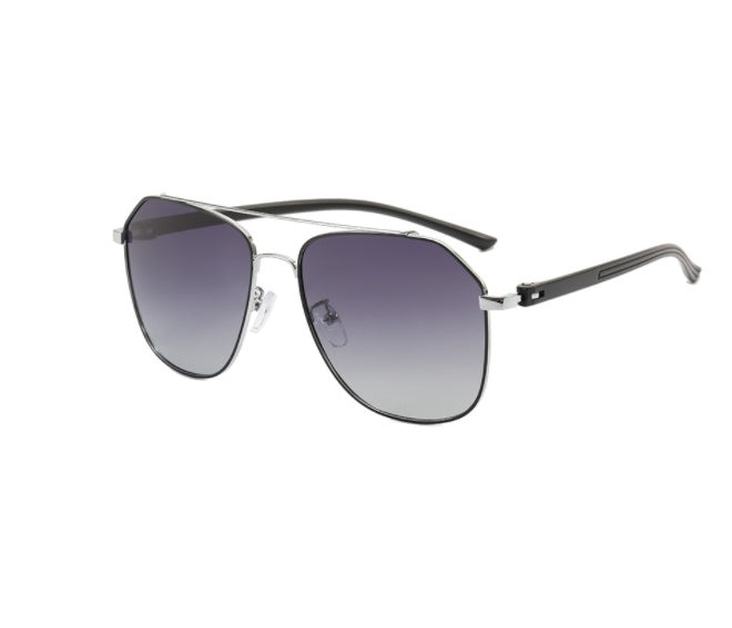 Men's Large Frame Metal Double Bridge Aviator Sunglasses