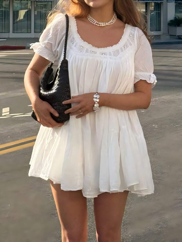 Women's White Lace A-line Skirt