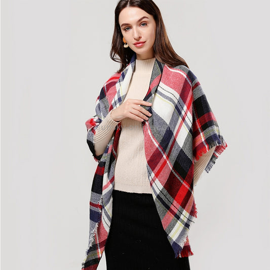 Red & Black & White Plaid Scarf
