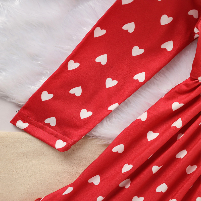 Toddler Girl's Cute 'LOVE' Embroidered Dress/Heart Print
