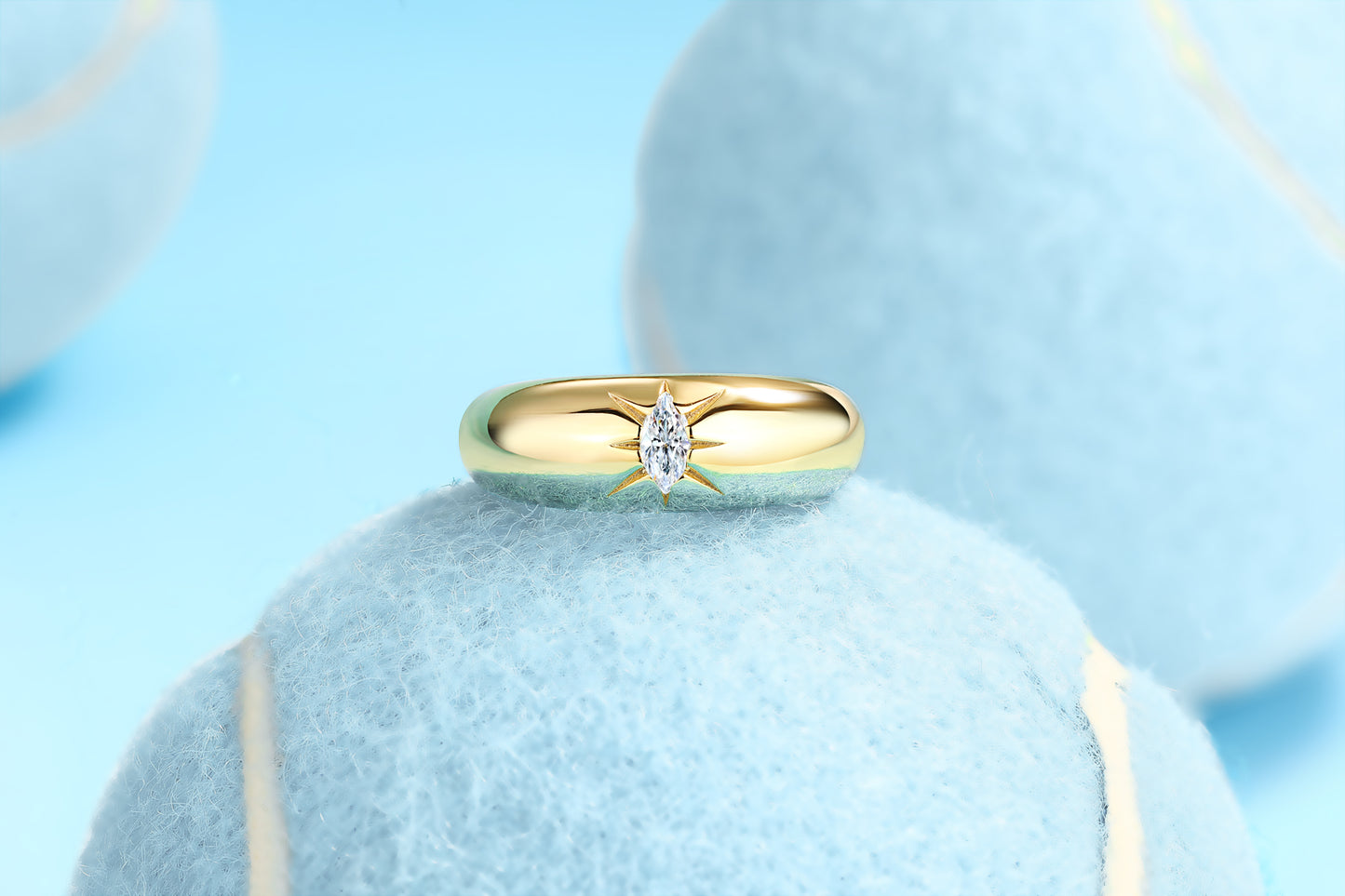 Eight-prong Radiance - Luxurious Jewelry Piece Set/Sterling Silver & Gold-plated Diamond