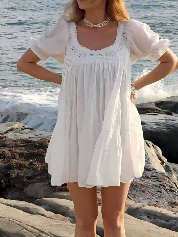 Women's White Lace A-line Skirt